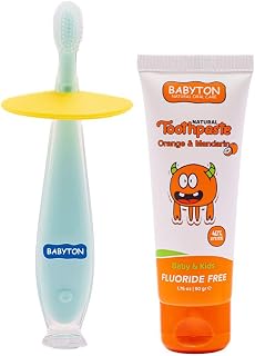 BABYTON Doğal Portakal & Mandalinalı Florürsüz Diş Macunu - Silikon Diş Fırçası