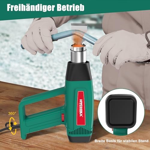 Bild 3 - HYCHIKA 1800W Heissluftpistole Kit, 60℃- 600℃ Stufenlos variable Temperatur, Überlastungsschutz, mit 6 Düsen, ideal zum Entlacken, Erwärmen und Schrumpfen