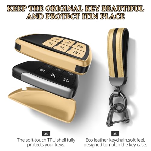 Image of For Chevy /GMC Key Fob Cover Accessories, Matte TPU Material, With a Cute Leather Keychain, for Silverado Sierra Tahoe Suburban Equinox Traverse Yukon Denali Terrain Acadia