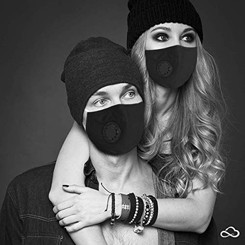 Fashion Washable Windproof Cotton Face Mask Cute Smart Mask (Black) / INSIDE: 1