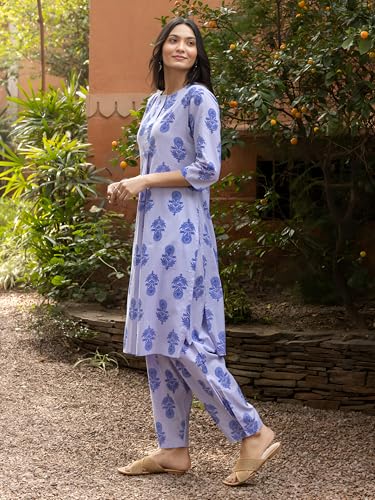 Image of Yashika Women's Cotton Blend Trendy Regular Fit Solid Printed Kurti with Stright Bottom |Kurti Set for Women