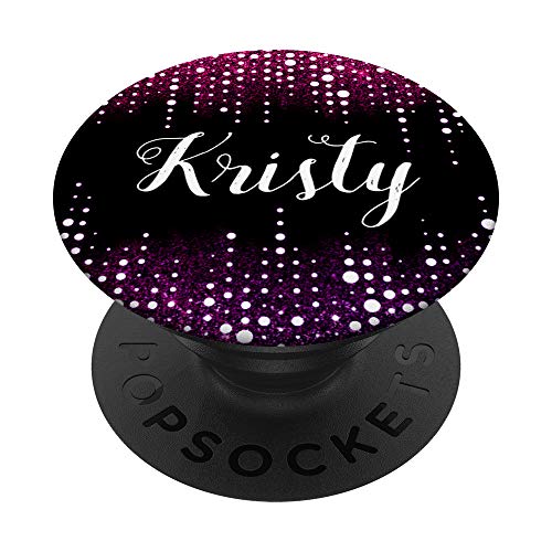 Kristy Name Elegant Dripping Rain Dots Design Rosa PopSockets PopGrip Intercambiable