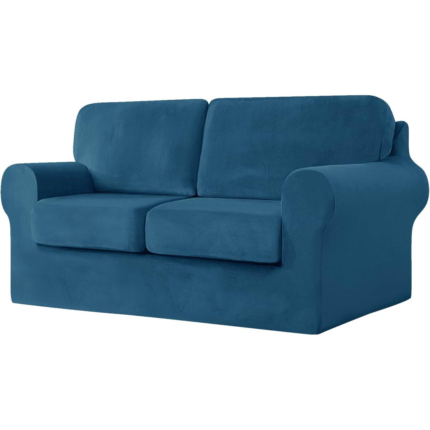 SYLC Sofa Cover with Separate Seat Cushions and Backrests Stretch Velvet Sofa Slipcover Couch Covers Furniture Protector Split Combined (Dark teal,2 Seat Set 5 PCS)
