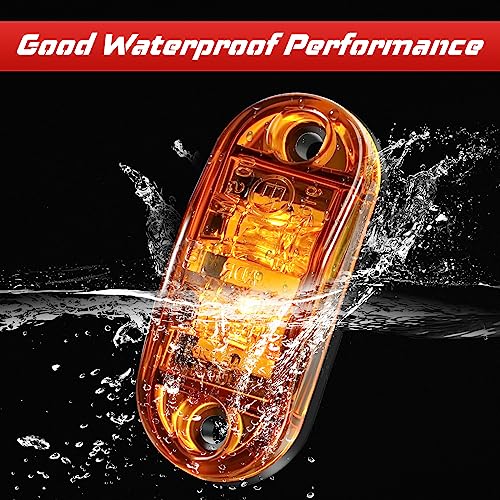 Image of Retisee 50 Pcs LED Trailer Lights 2.5 Inch Oval Trailer Marker Lights Automotive Side Marker Running Light 2 Diode Universal LED Light Kit for RV Camper Truck Van Boat (Amber, Red)