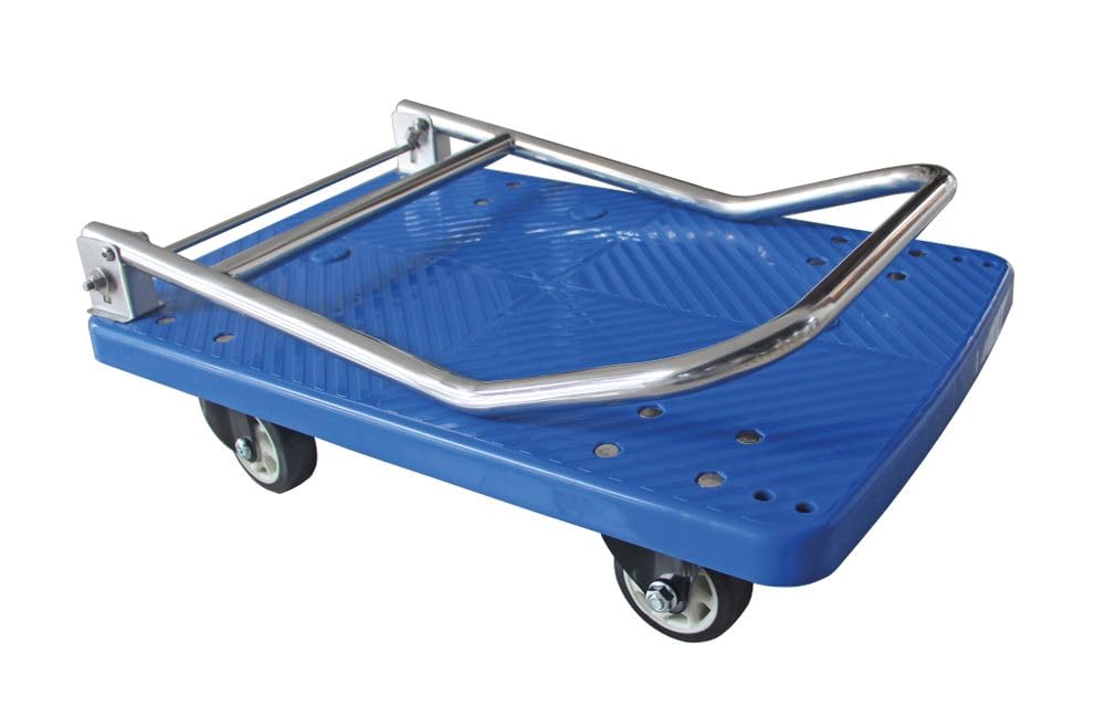 HENDI Carro plataforma plegable, AmerBox, carga máxima de 200kg, plataforma rodante portacargas, carretilla de plataforma móvil, plataforma de carga, 742x480x(H)845mm, polipropileno, acero inoxidable