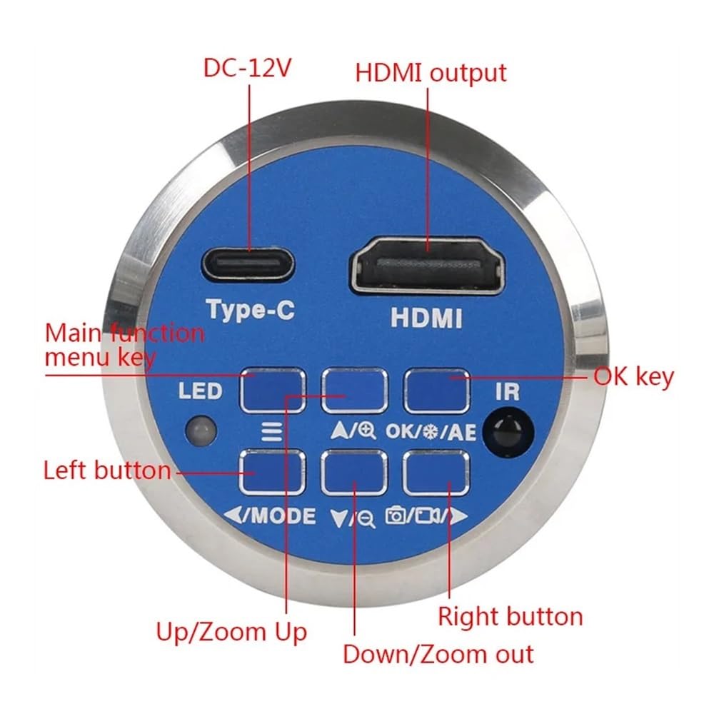 Microscopio Cámaras de microscopio 12MP 4K 1080P HDMI Cámara de microscopio digital industrial Lente de montaje en C Conjunto de grabadora de video de detección de reparación de soldadura de PCB indus