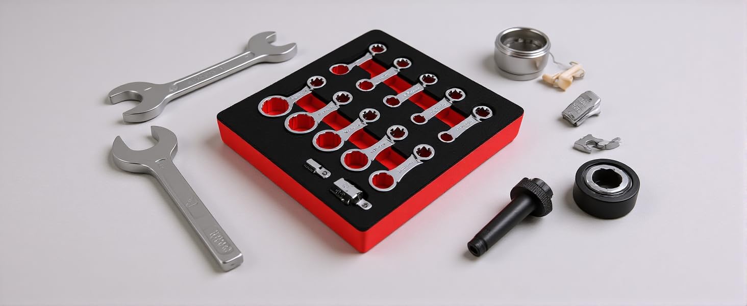 CHICIRIS Jeu D'Adaptateurs de clé de Torsion 12 Pièces, Adaptateurs D'extension 12 Points en Acier au Chrome Vanadium avec Boîte à Outils Portable, pour la Réparation Automobile