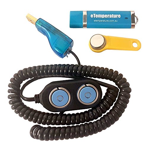 Hygrochron DS1923 Temperature and Humidity Logger with Fob (Holder), iButton Reader with USB Connection, and eTemperature Software on USB