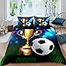 Podwójna poszewka na kołdrę, trofeum mistrzostw piłki nożnej, miękka mikrofibra z nadrukowanym wzorem, poszewka na kołdrę 200 x 200 cm i 2 poszewki na poduszkę 50 x 75 cm z ukrytym zamkiem błyskawicznym