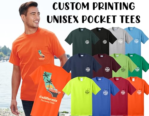 INK STITCH Unisex Pc55p Custom Printing Logo Texts Photo Front Back Pocket Cotton Tees3
