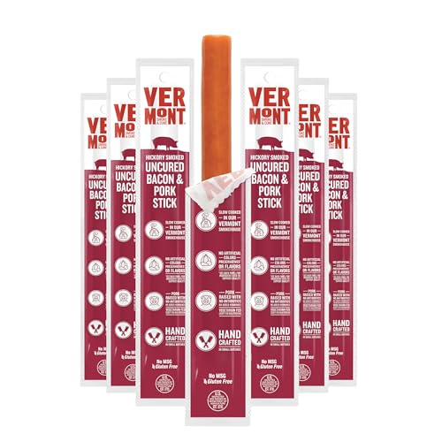 Vermont Smoke & Cure - Hickory Smoked Uncured Bacon Pork Sticks - Meat Protein Snack - Portable Healthier Meat Snack for Adults & Kids - 1oz Protein Snack - 24 Count - image 1