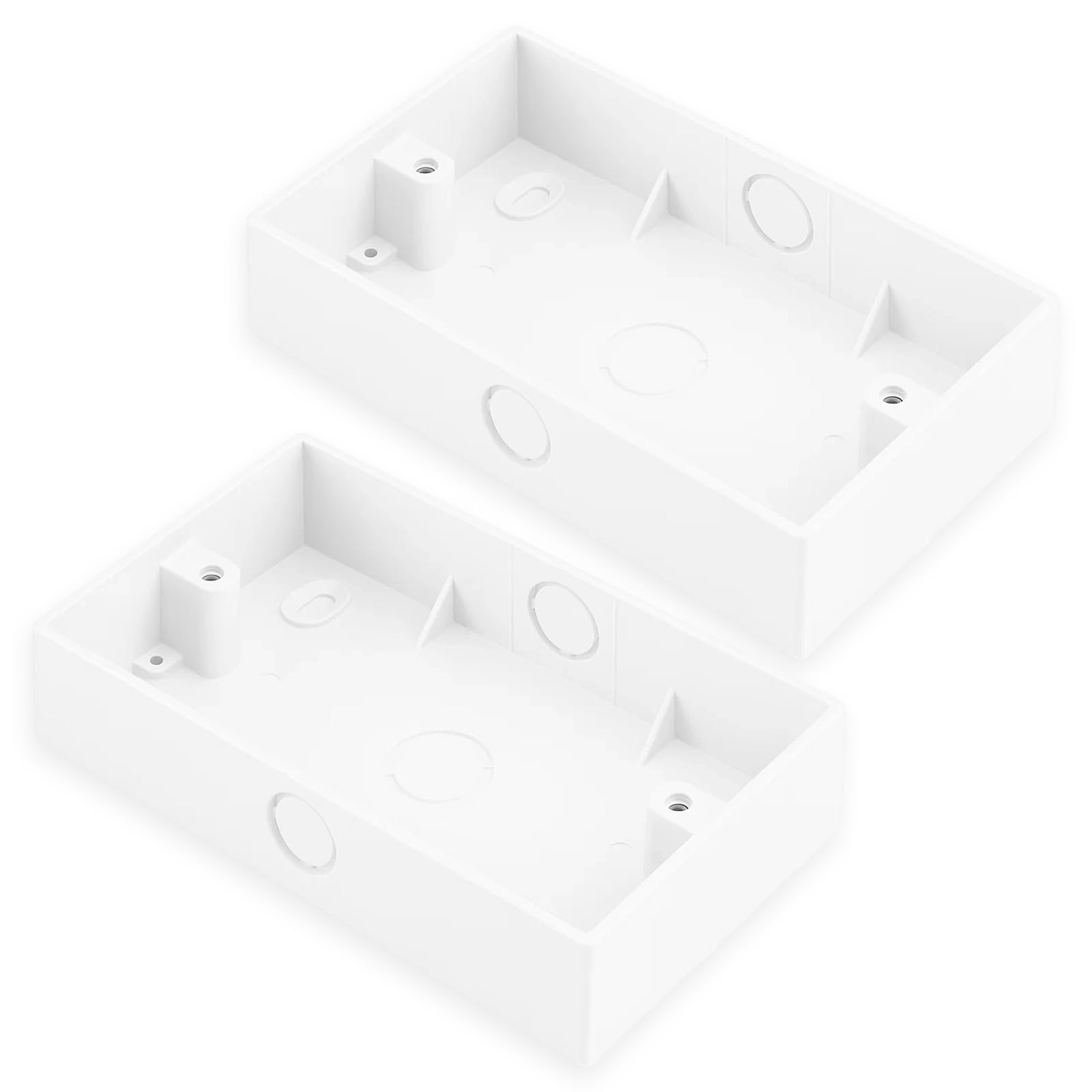 2 Pack Double Socket Back Box, Durable White Back Boxes for Double Socket, Electrical Socket Box, Easy Installation, Standard Size, Suitable for Residential and Commercial Use