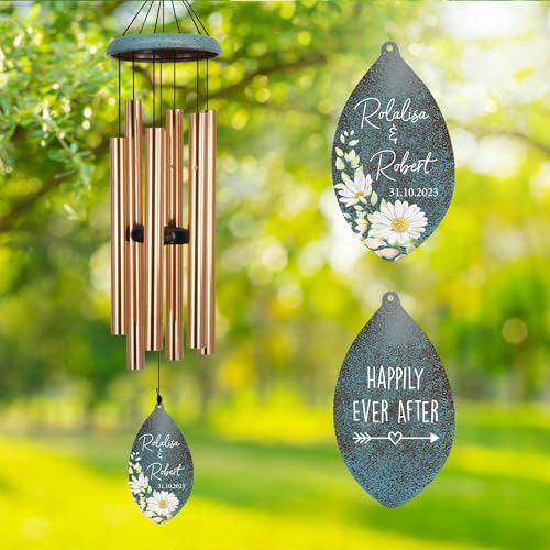 Image of ASTARIN Engagement Gifts Wind Chime, Personalized Names & Date Wind Chimes Gifts for Couple 2025, Wedding Gift for Newlywed Bride Groom Husband Wife, Gift Valentine's Day