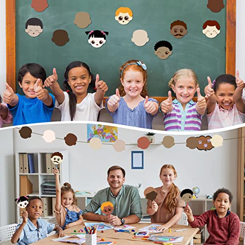 Image of Geyee 108 Pcs Multicultural Faces Cutouts or Crafts 3.5 Inch Skin Color Paper Cutouts Construction Paper Face Shaped Sticker Die Cut Fbulletin Board Decorations DIY Craft