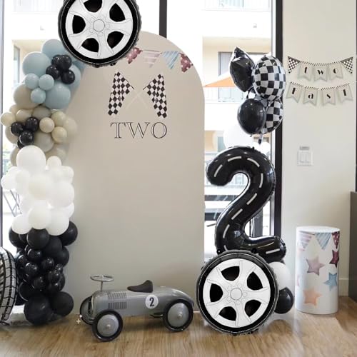 Image of 6 Pcs Race Car Tire Balloons 18 Inch Wheel Tire Balloon Black | Race Car Party Decorations Racing Theme Boys Birthday Party Decoration Supplies
