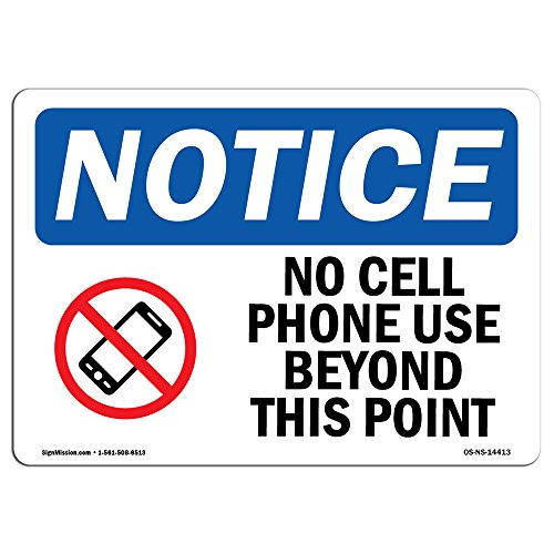 OSHA Notice Signs - No Cell Phone Use Beyond This Point Sign with Symbol | Extremely Durable Made in The USA Signs or Heavy Duty Vinyl Label | Protect Your Warehouse & Business