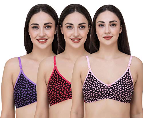 Image of Fasense Women's Cotton Leaf Print Medium Coverage Wire Free Non Padded Bra