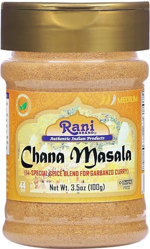 Rani Chana Masala (Garbanzo Curry 15-Spice Blend) 3.5oz (100g) PET Jar ~ All Natural | Vegan | No Colors | Gluten Friendly | NON-GMO | Kosher | Indian Origin