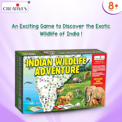 Image of Creative's Indian Wildlife Adventure | Discover The Exotic Wildlife of India Recognizing Animals from Visual Cards | Educational Board Games | Children Development Cards Game for Kids Ages 8 & Up