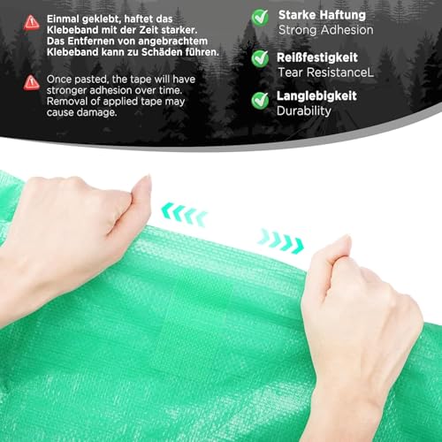 Image of Waterproof Awning Repair Tape for Tarp,Heavy Duty Outdoor fabric tape for Canvas,Boat Covers,canopy,marine,Tent seam tape,Sail, RV /Truck Roof, pool cover Tear Repair Patch Kit,nylon tent patches,Green