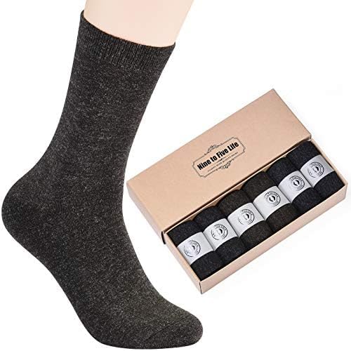 NinetoFiveLife Pack of 6 Mens Socks Merino Wool Socks for Men Casual Dress Socks Soft and Comfortable Breathable Size 6-12 - Image 2