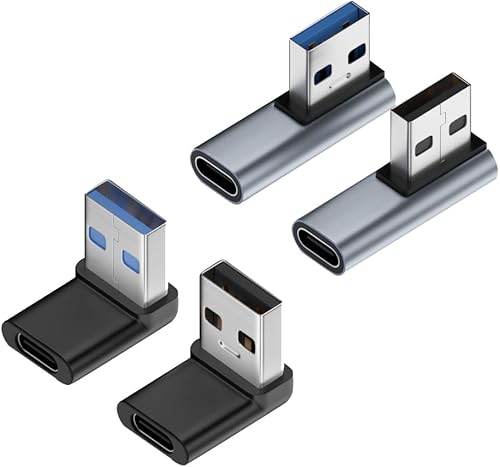4 tipos de adaptadores de 90 grados USB A macho a USB C hembra, vertical arriba y abajo, ángulo izquierdo y recto USB 3.0 a tipo C conector de cable