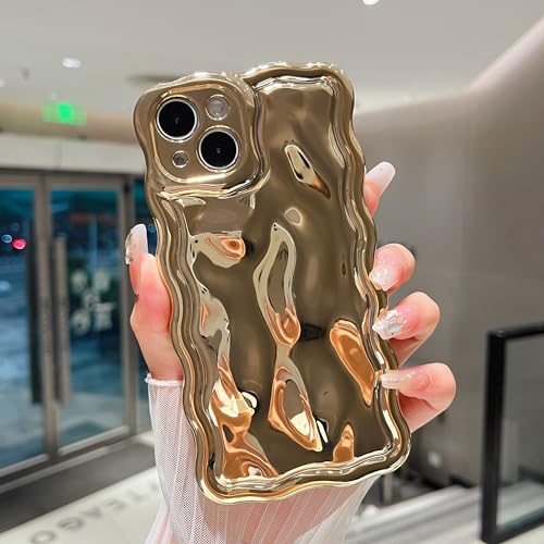 ZTOFERA iPhone 12 用 波型ケース カーリーウェーブ シェイプ デザイン おしゃれ スマホケース ソフトTPU バンパーフォンケース 3D 隕石の泡パターン 光沢カバー 電気メッキ 加工 軽量 耐衝撃 韓国 かわいい アイフォン12 ケース