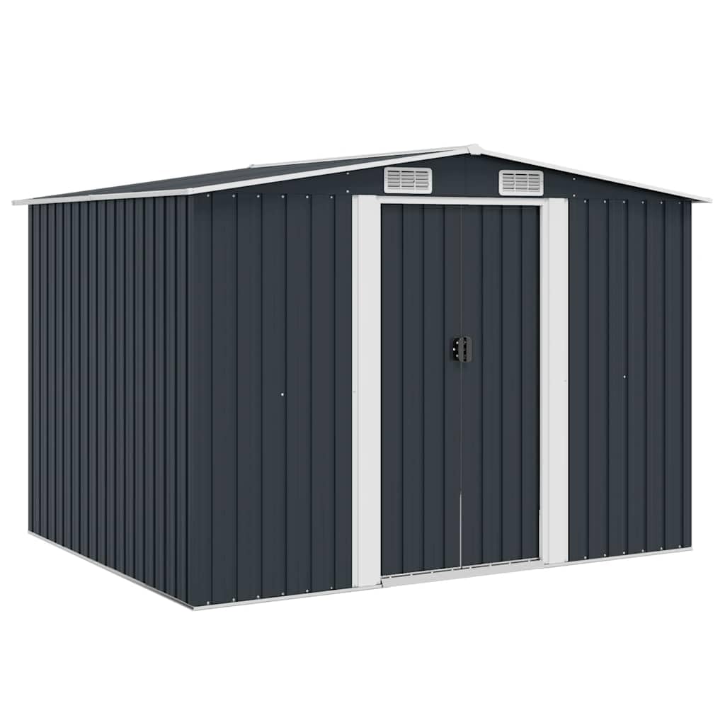 vidaXL Capanno per Attrezzi da Giardino Ventilato Ingresso a Scorrimento Robusto Casetta da Esterno Magazzino Antracite 257x205x178 cm in Acciaio