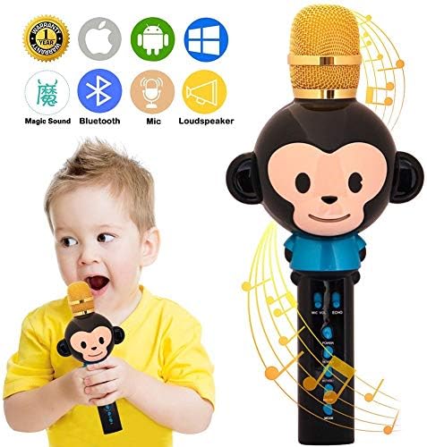 Gaobige Microphone for Kids Karaoke Microphone Bluetooth Wireless Microphone Portable Handheld Karaoke Machine Toys Gifts Singing Recording Home KTV Party iPhone Android PC Smartphone (Black)