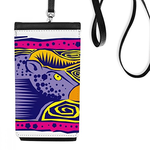 Sac téléphone Taureau en faux cuir gravé à la main pour smartphone noir