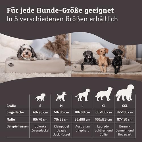 SABRO KUDDE Orthopädisches Hundebett – Martin Rütter – Hochwertiges Kunstleder – Waschbar & Wasserabweisend – Ergonomisch – Premium Haustierzubehör für Mittelgrosse, Grosse Hunde XL in Schwarz