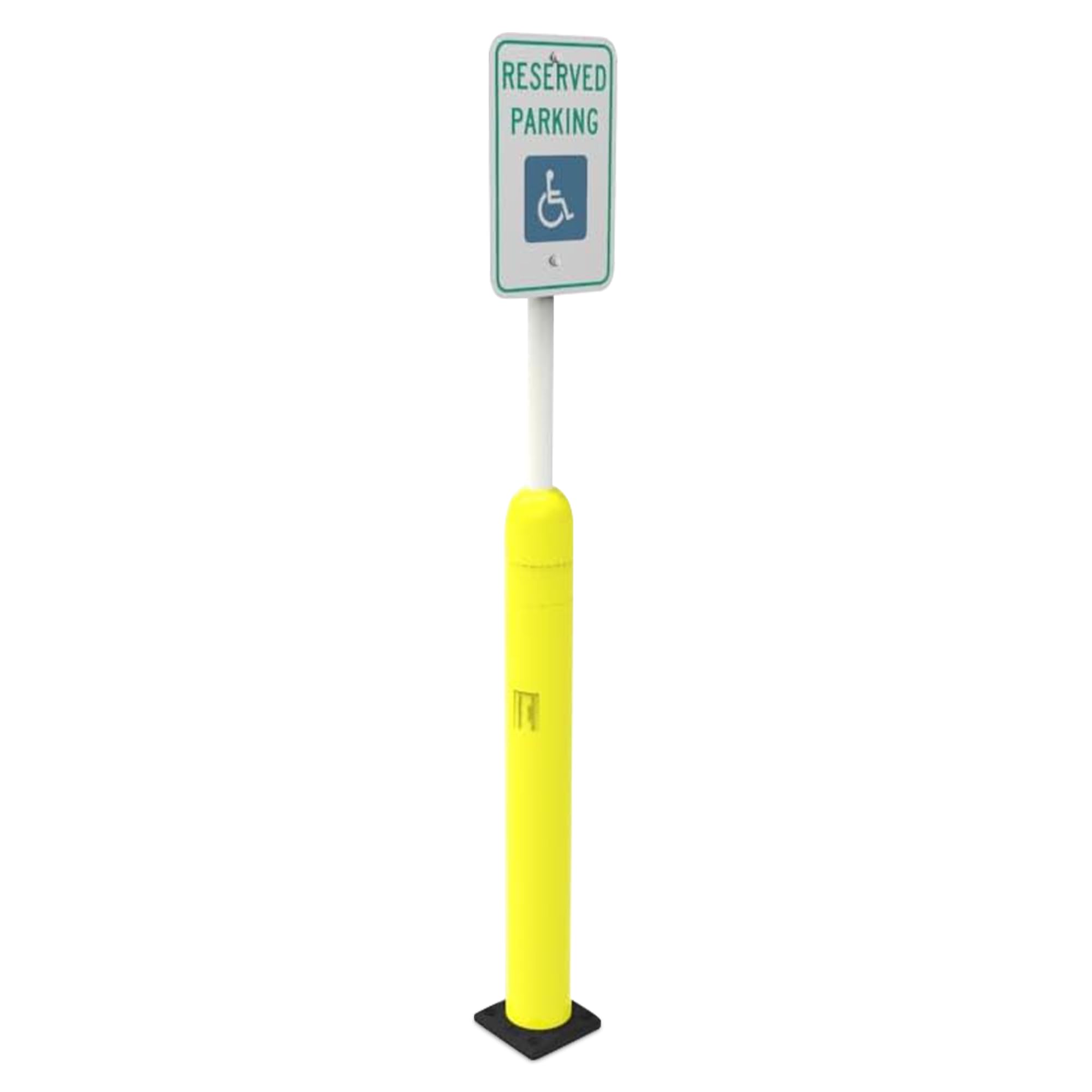 Impact Recovery - Sta-Rite Flexible Sign Post - Sign Holder - Handicap Parking Signs - Made in the USA - 78” with Yellow Bollard - Reserved Parking