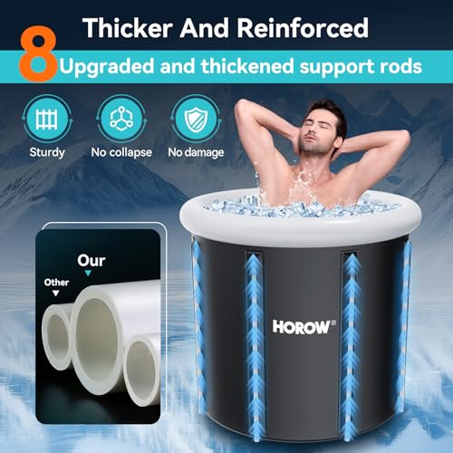 Foto de HOROW Bañera de hielo para atletas, baño de hielo portátil de múltiples capas para terapia de agua fría y recuperación, barril de hielo inflable con tapa, bañera de hielo plegable para el hogar (imagen 7)