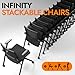 FYLICA Foldable Office Chair with PU Wheels and Smooth Armrest-Ergonomic Mesh Bouncing Back, Stackable Conference Room Chair, Office Guest & Reception & Meeting Chair (Black)