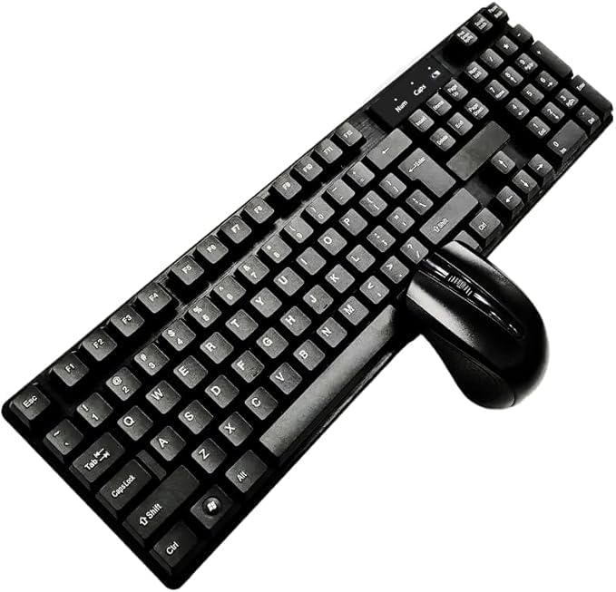 Wireless Keyboard and Mouse Combo, 2.4 GHz USB Receiver and Wired Keyboard Mouse Set, Ergonomic Design, Compatible with PC, Laptop, Desktop (Wireless)