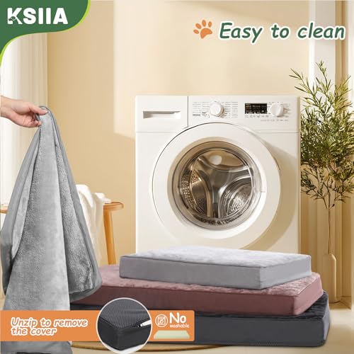 KSIIA Dog Beds Large Washable, Orthopedic Dog Crate Beds with Waterproof Removable Cover, Flat Mattress Non skid Bottom, Pet Beds for Dogs, Grey, 88x55x7cm - Image 4