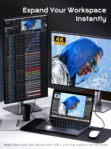 Plugable USB C Monitor Cable 3.3FT, 4K@144Hz, 8K@30Hz UHD Video Display - image 2