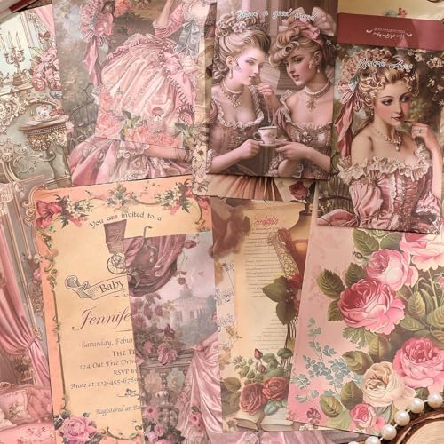 Image of ATIRAMANIYA Vintage Aesthetic Scrapbook Kit(346Pcs) Scrapbooking Supplies Kit with Bullet Junk Journal,Stationery,A6 Grid Notebook Journaling Gift for Girl (Retro Queen Pink)