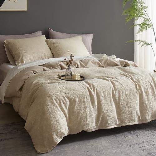 HYPREST 100% Pure French Linen Duvet Cover Jacquard, Ultra Soft and Cooling Linen Bedding Duvet Cover Set Queen Size, Moisture-Absorbing & Breathable - Thumbnail 3