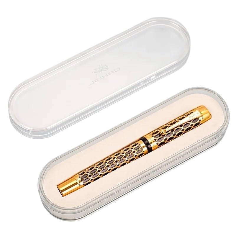 100 Centennial Stylo plume en résine creuse avec clip doré pour bureau, papeterie, fournitures scolaires (gris clair, M)