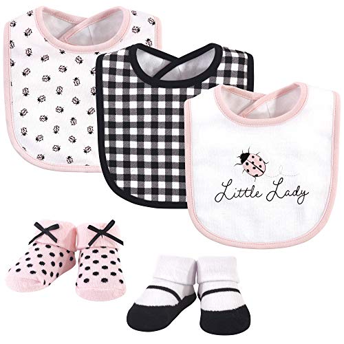 Image of Hudson Baby Unisex Baby Cotton Bib and Sock Set, Lady Bug, One Size