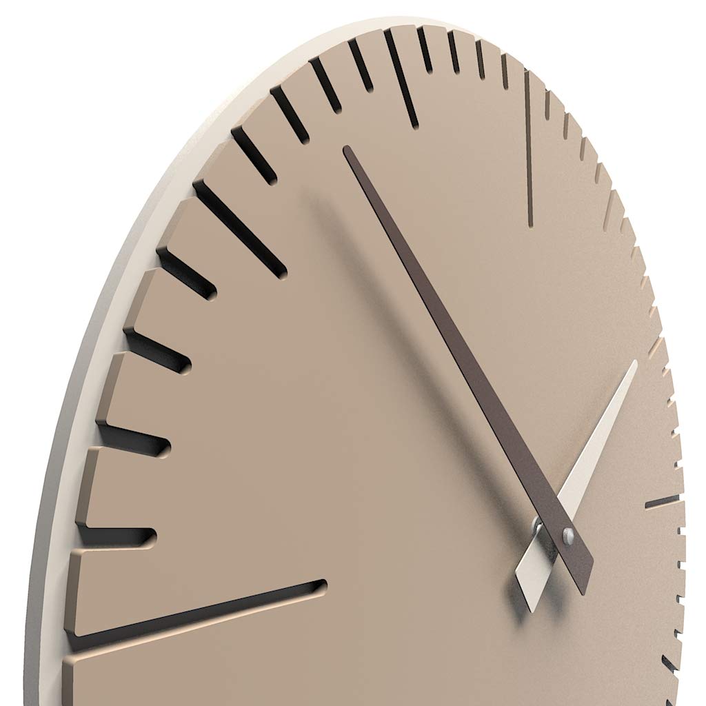 CalleaDesign Orologio da Parete Moderno Caffelatte 36 cm - Exacto Made in Italy - Design Artigianale in Legno con Meccanismo Tedesco Silenzioso
