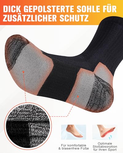 SockWaddles Merino Wandersocken Herren Damen, Atmungsaktiv Thermosocken Trekkingsocken, Merinowolle Warme Wintersocken, Gepolstert Outdoor Socken Sportsocken Anti-Blasen Arbeitssocken 3 Paar