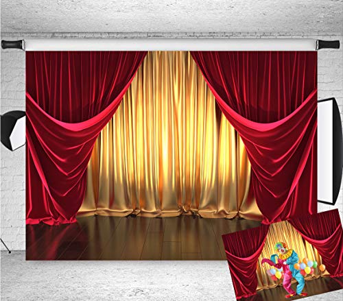 Fondo Fotográfico Vinilo Qian 7x5FT Rojo y Dorado miniatura 1