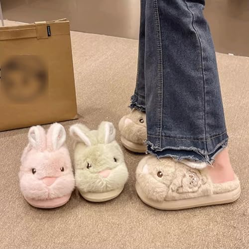 Pantuflas Women's Cute Bunny Slippers Cartoon Plush Rabbit Animal Slippers Winter Warm Indoor Home Bedroom Slippers Interesting Comfortable Furry House Shoes Zapatillas Creative Gift3