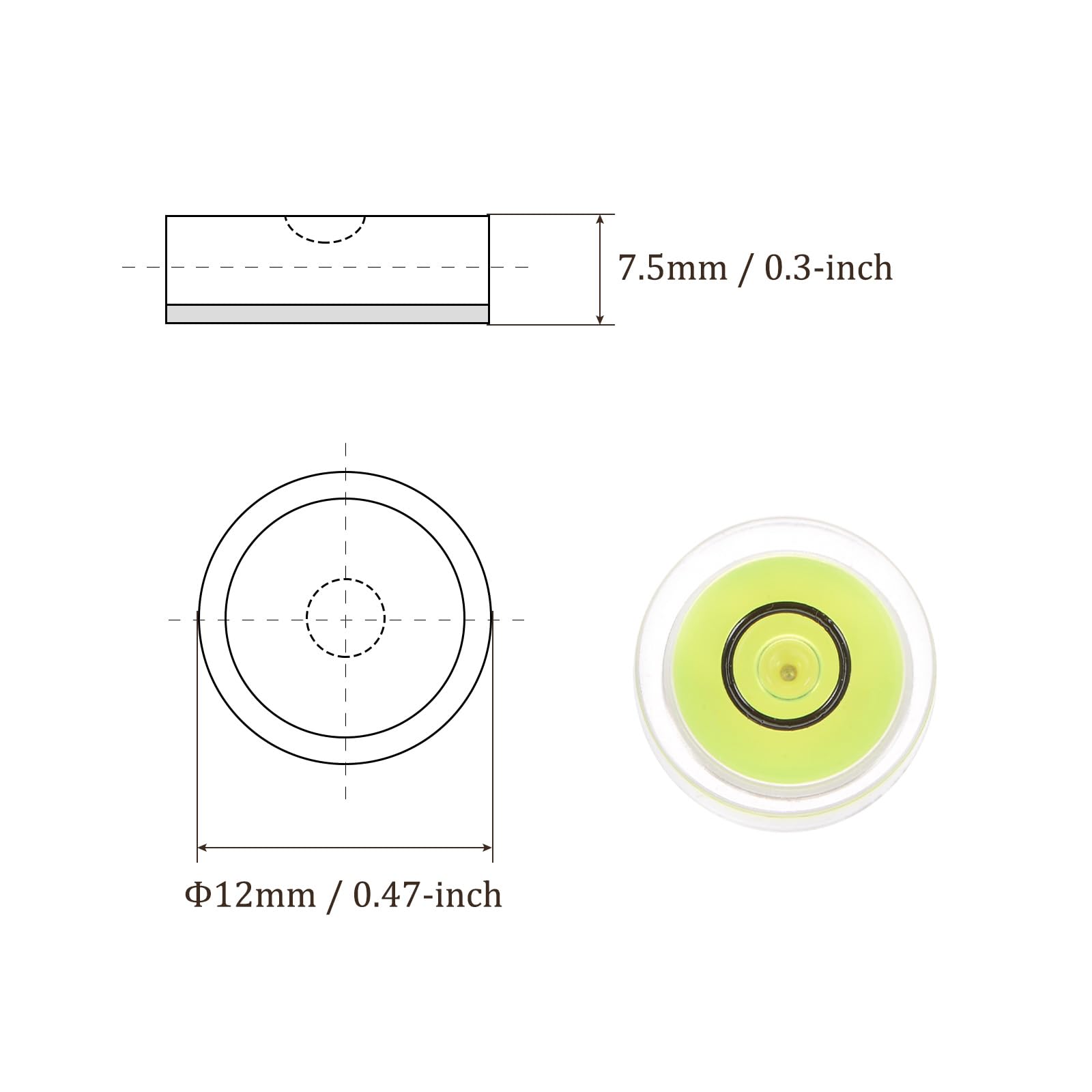 Kozelo 5pcs Small Circular Bubble Spirit Levels - Image 3
