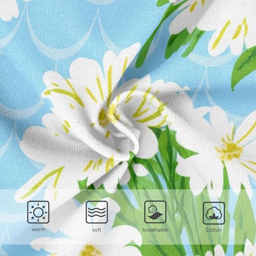 White Flowers Green Leaves Blue Girl Panties Cute Toddler Underwear Custom Cotton Flower Underpants Briefs 2t3