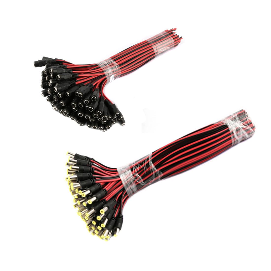 QLXHBOT 10 Pairs 12V 5A DC Power Pigtail Barrel Plug 2.1mm x 5.5mm Male Female Connector Cable for CCTV Security Camera and 12V Power Supply Adapter (