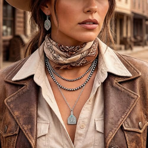 Collier de perles Navajo avec pendentif occidental : le cadeau rétro idéal