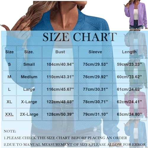 bmkBWO Bomber Jacket Women,Full Zip Plus Size Textured Lightweight Jackets Tops Crewneck Casual Loose Winter Coat Outerwear4